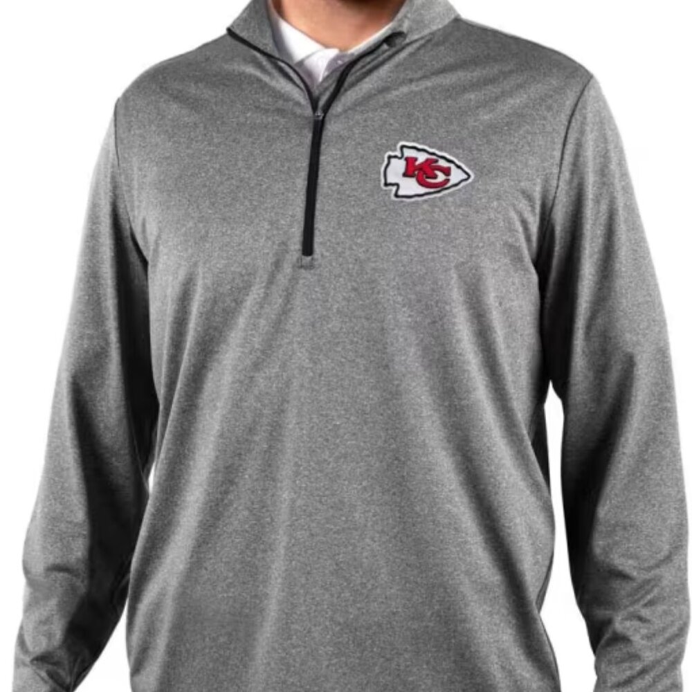NFL KC Chiefs Kansas City Football XL Gray Half Zip Pullover DriFit Top *Small H